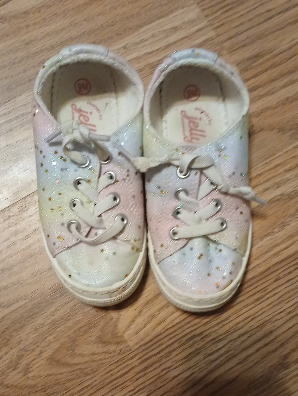 Jellypop Pastel Rainbow Glitter Star Lace-Up Sneakers